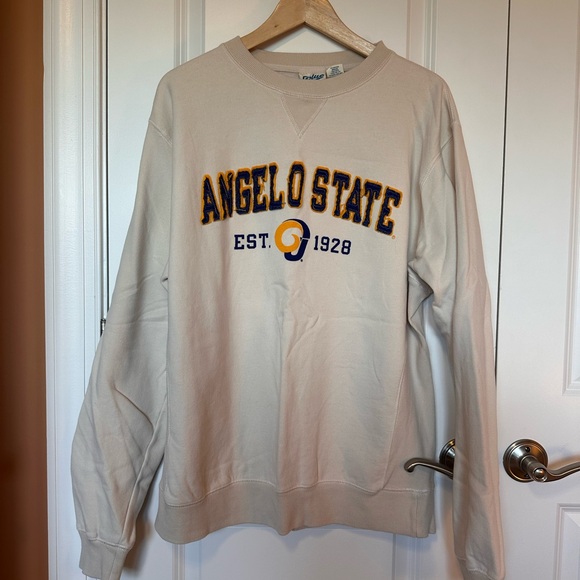 Blue 84 Light Beige Angelo State University Pullover/sweatshirt, men’s size L. - Picture 1 of 4